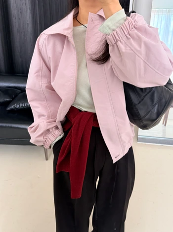 썸 오버핏 밴딩 블루종 점퍼