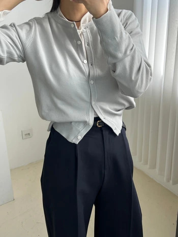 리 소프트 버튼 라운드넥 가디건 2
