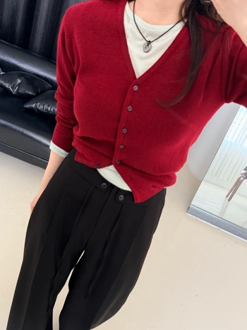 오앤 브이넥 심플 가디건 2
