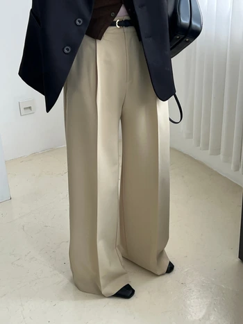 오브 원핀턱 고퀄리티 와이드 슬랙스