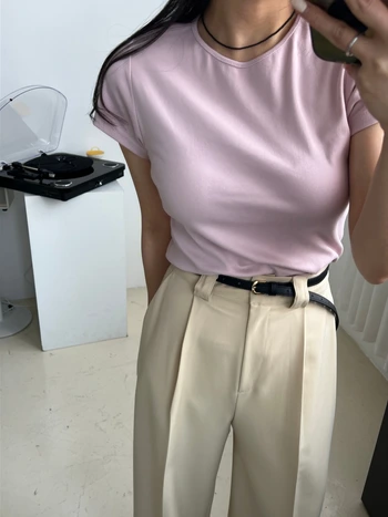 소프트 라운드넥 텐션 티셔츠