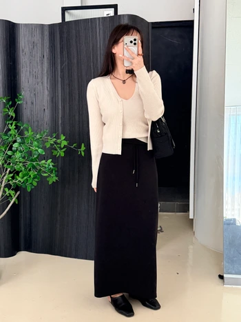 베일 밴딩 A라인 맥시 롱스커트 2