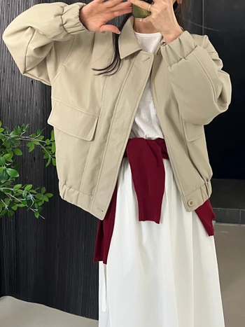 빈 고퀄 밑단밴딩 소프트 레더점퍼