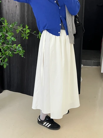 비앤 버클 셔링 a라인 랩 롱스커트