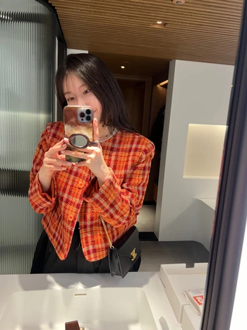 노카라 고퀄리티 심플 포인트 트위드자켓