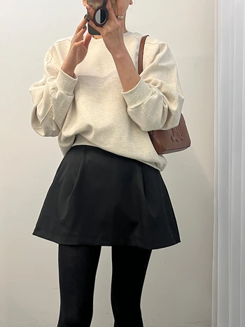 핀턱 벌룬 호박 미니 봄 스커트