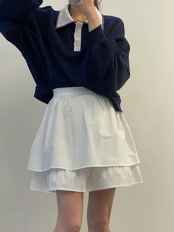 뒷밴딩 2단 캉캉 끈 바스락 스커트