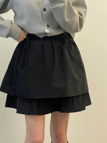 뒷밴딩 2단 캉캉 끈 바스락 스커트 2
