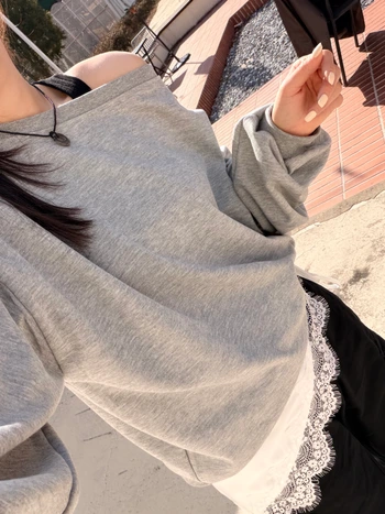 앤디 입술넥 루즈핏 맨투맨 티셔츠
