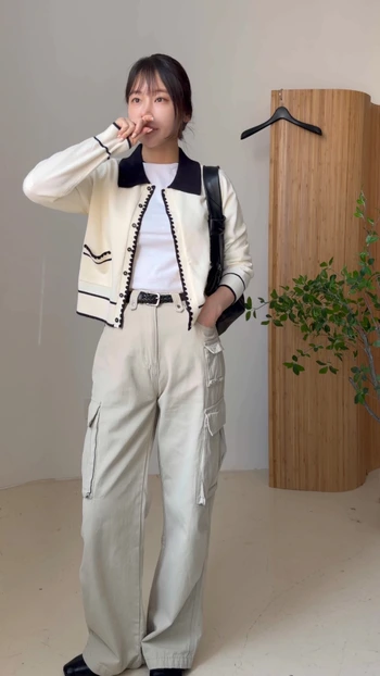 씬 배색 카라 소프트 가디건 2