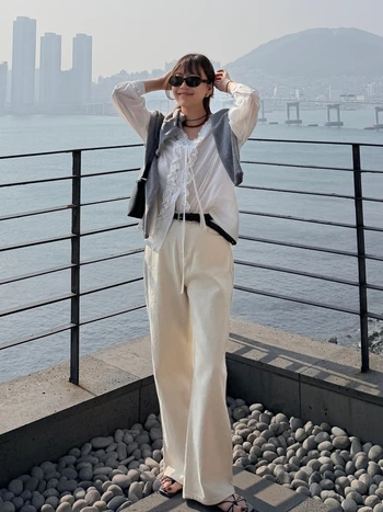 하이웨스트 코튼 와이드 팬츠 2