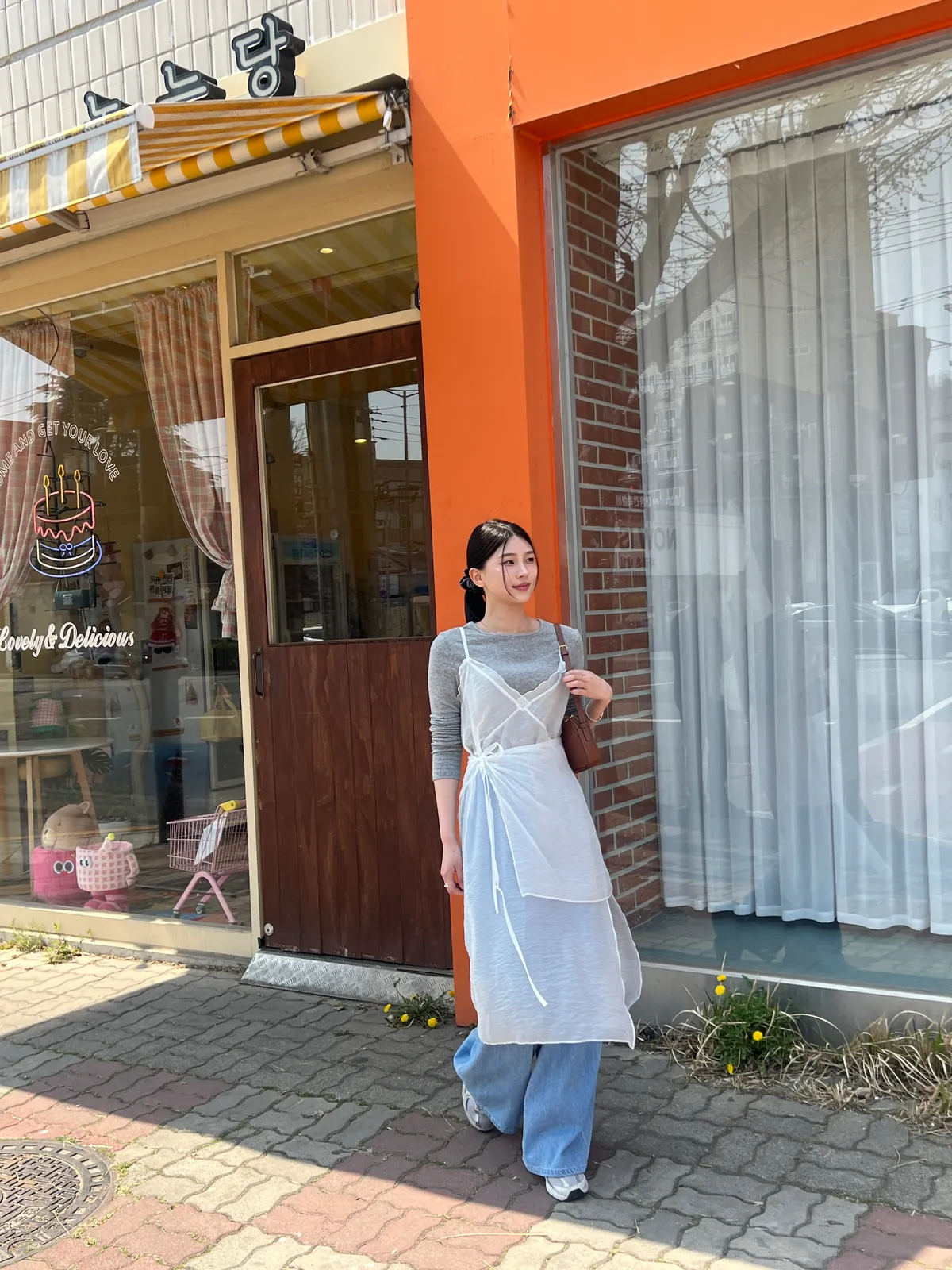 시스루 레이어드 셋업 프릴 스트랩 원피스 상세 이미지 9