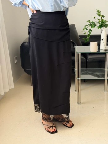 로렌 셔링 레이스 롱스커트