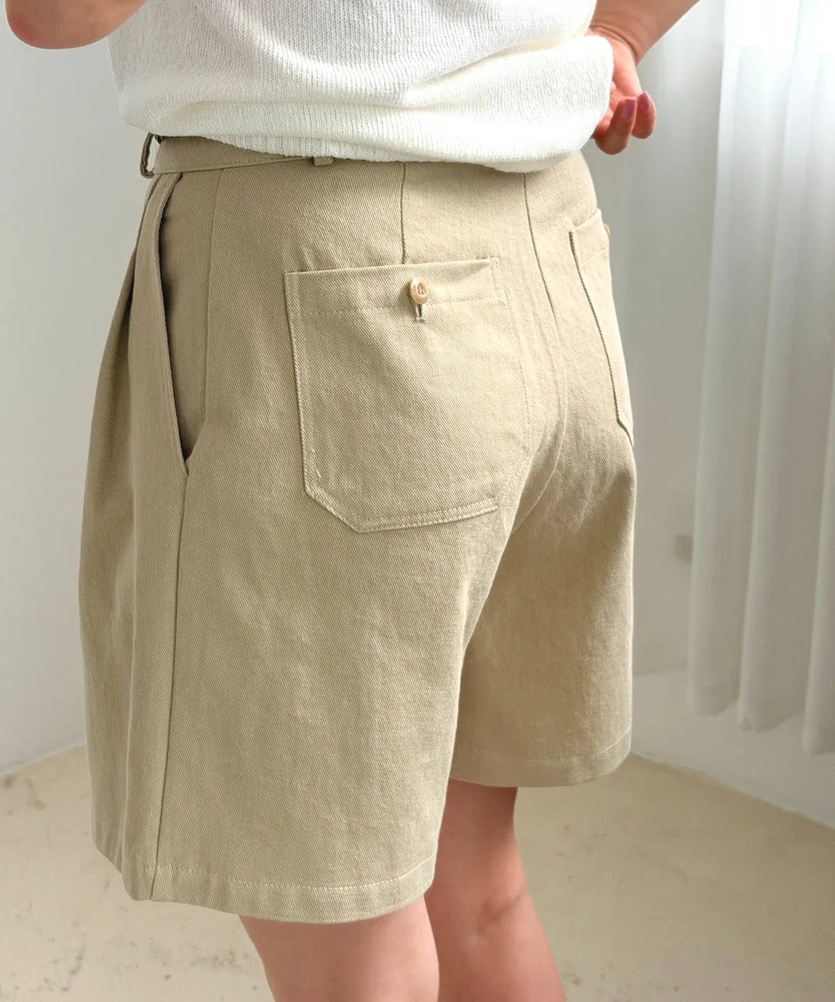 핀턱 4부 코튼 팬츠 상세 이미지 3