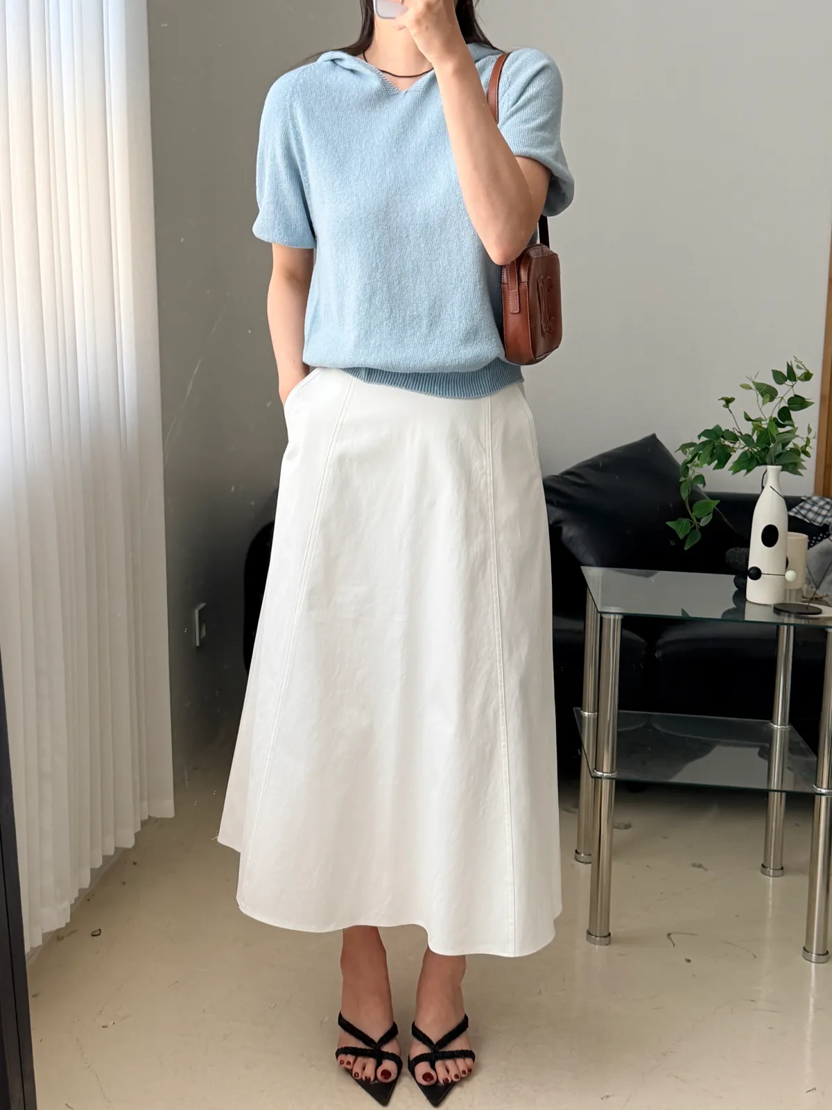 도브 스티치 a라인 롱스커트 상세 이미지 2