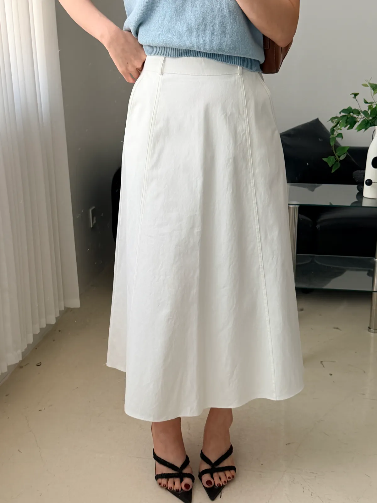 도브 스티치 a라인 롱스커트 상세 이미지 5