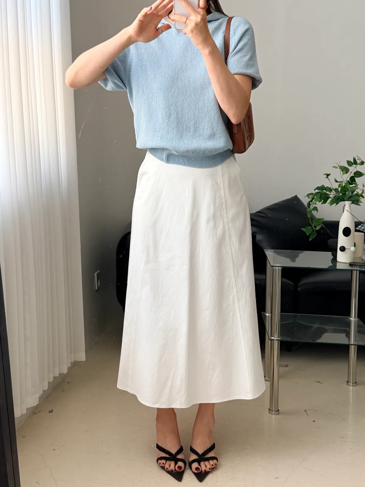 도브 스티치 a라인 롱스커트 상세 이미지 3