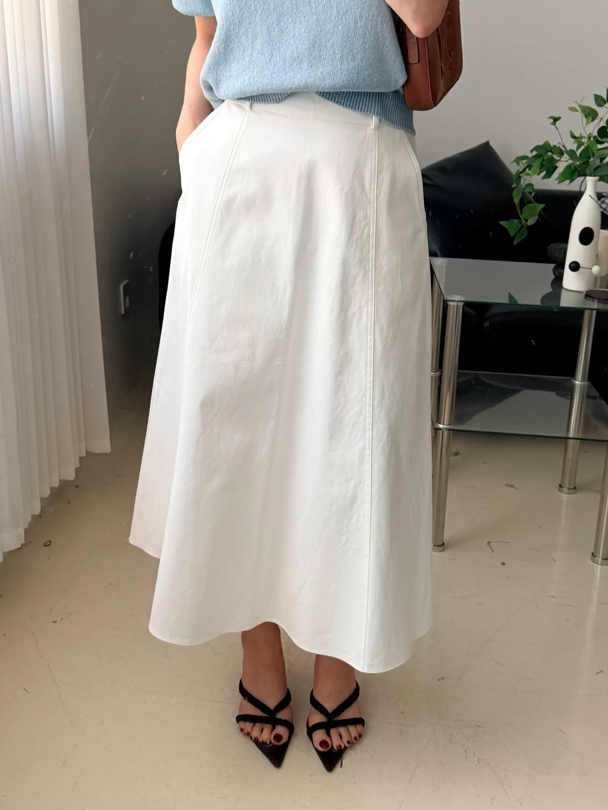 도브 스티치 a라인 롱스커트 상세 이미지 4