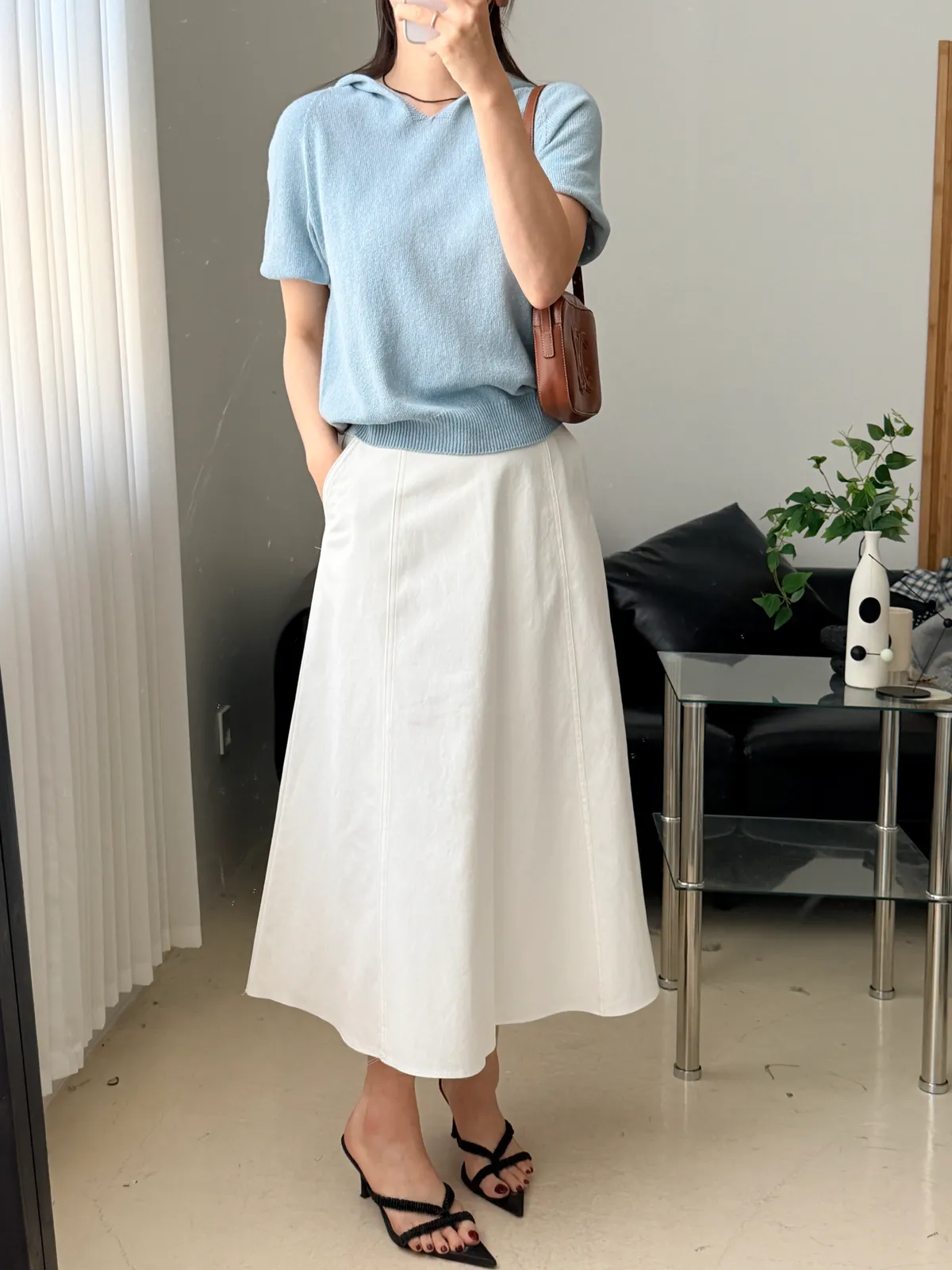 도브 스티치 a라인 롱스커트 상세 이미지 8