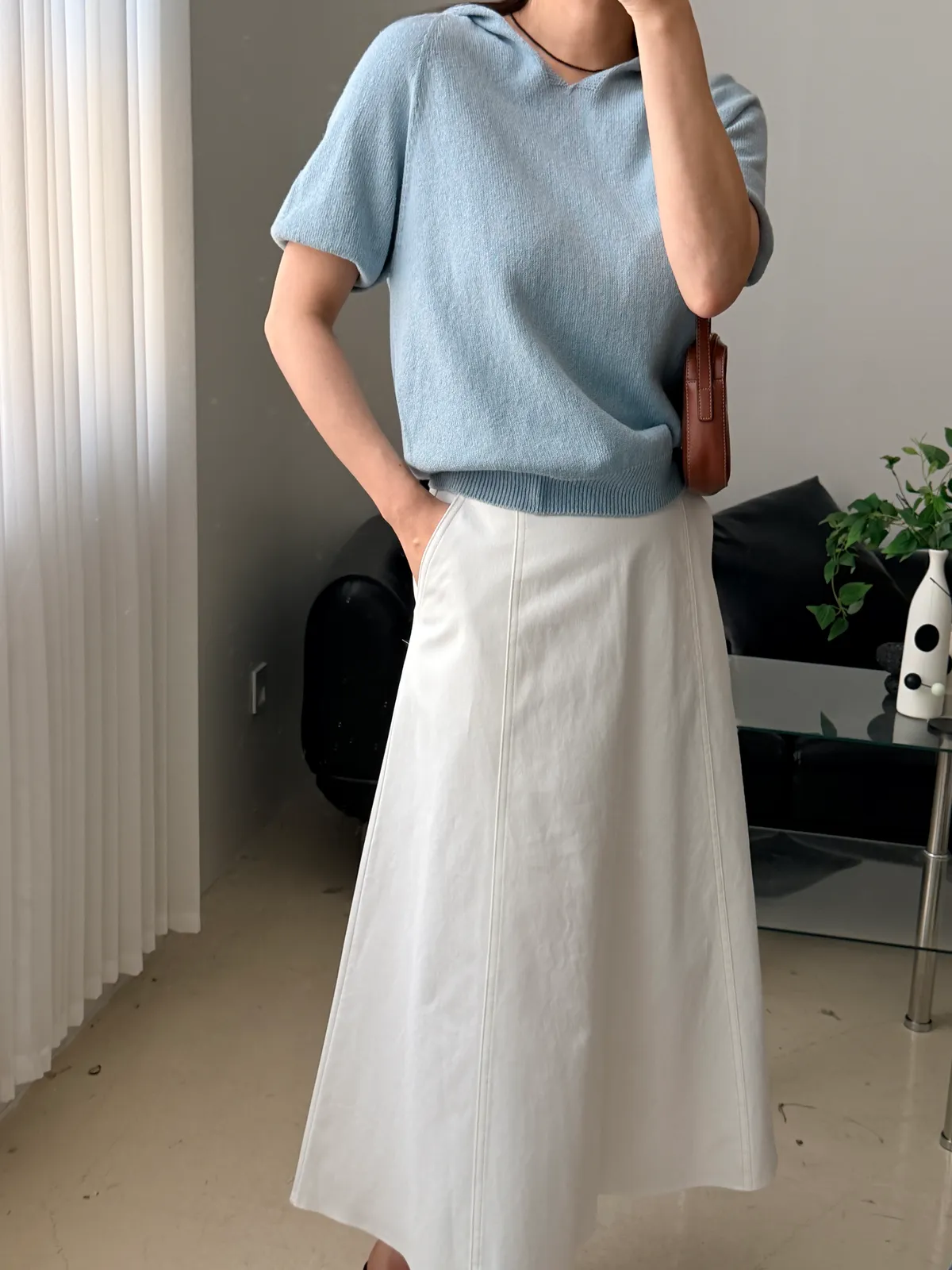 도브 스티치 a라인 롱스커트 상세 이미지 6