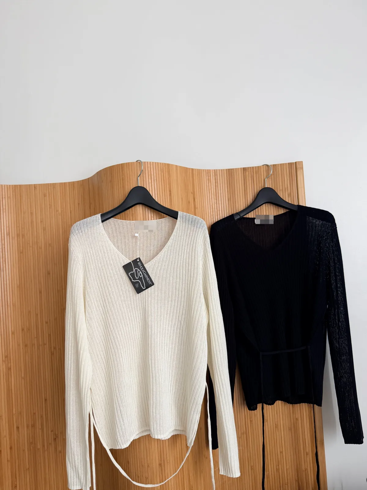 로아 시스루 끈 브이넥 루즈핏 니트 상세 이미지 16