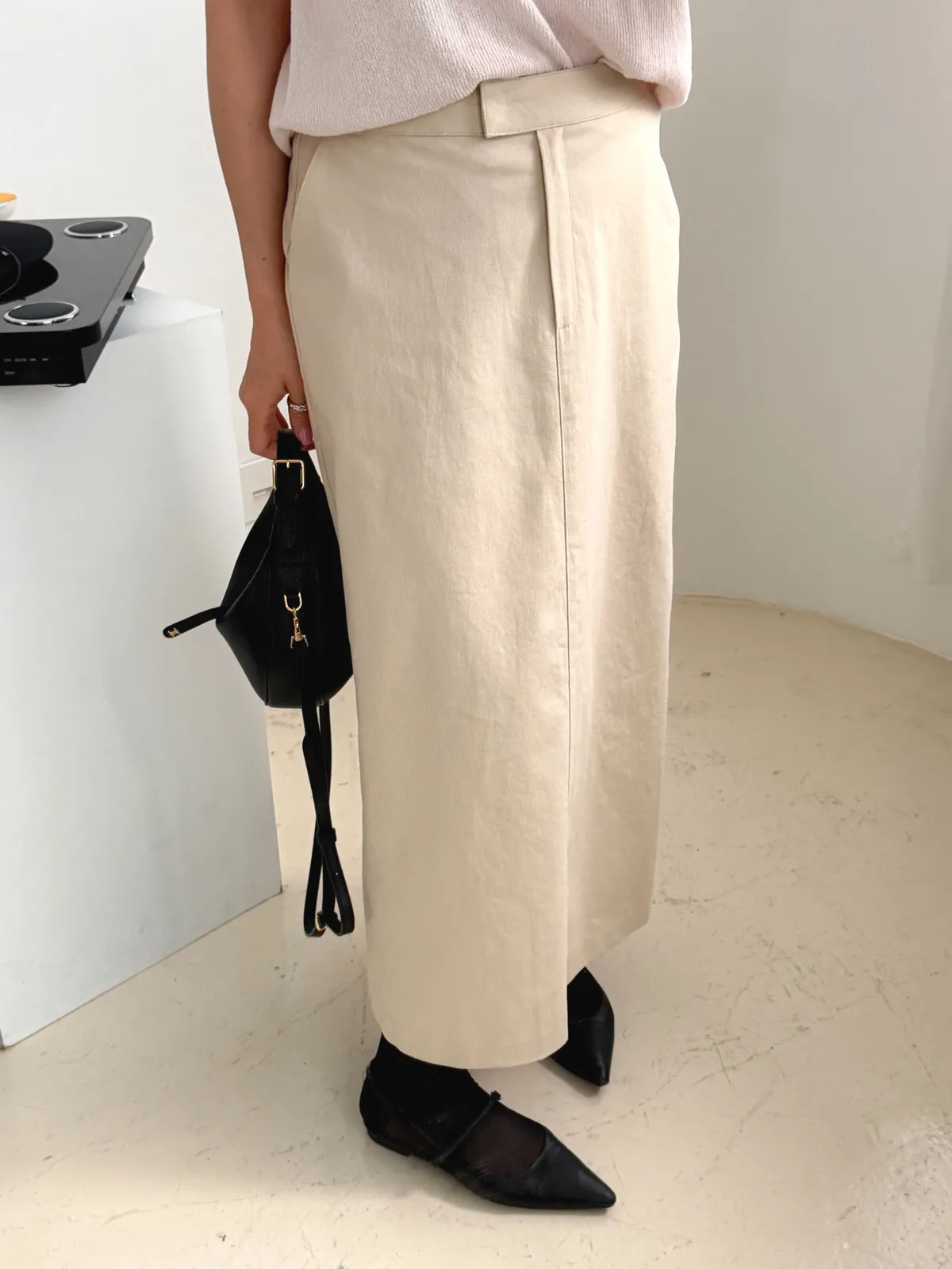 로니 h라인 코튼 롱스커트 상세 이미지 4