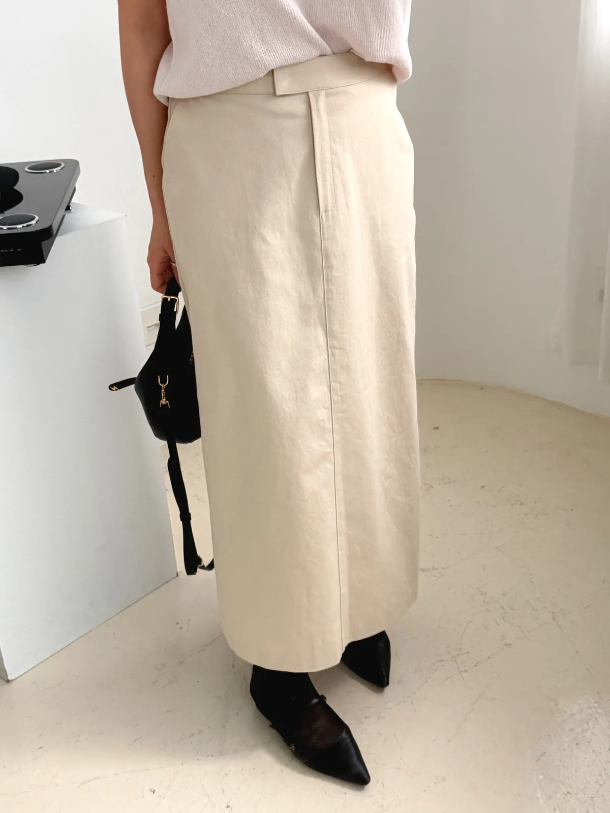 로니 h라인 코튼 롱스커트 상세 이미지 3