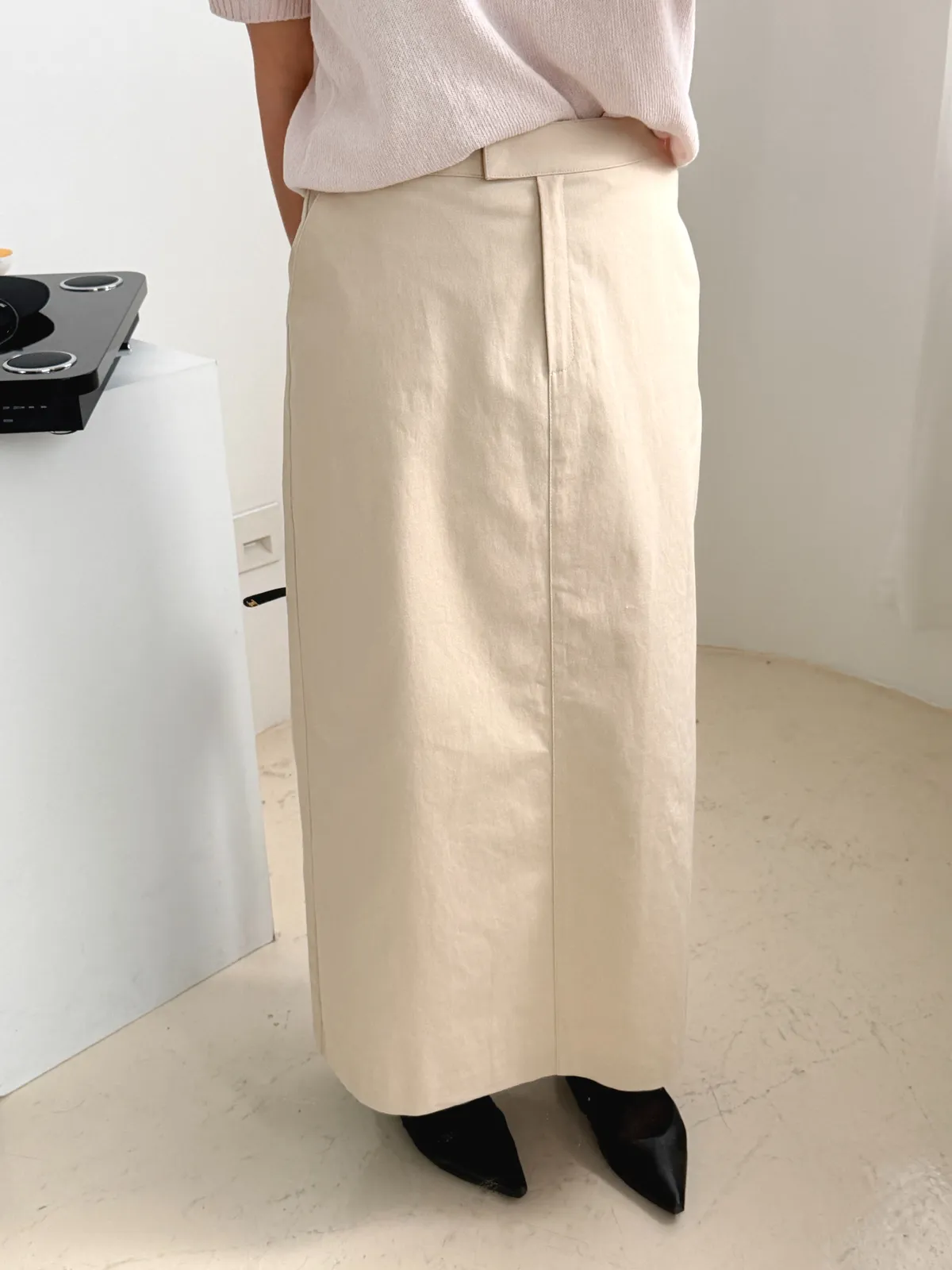 로니 h라인 코튼 롱스커트 상세 이미지 2