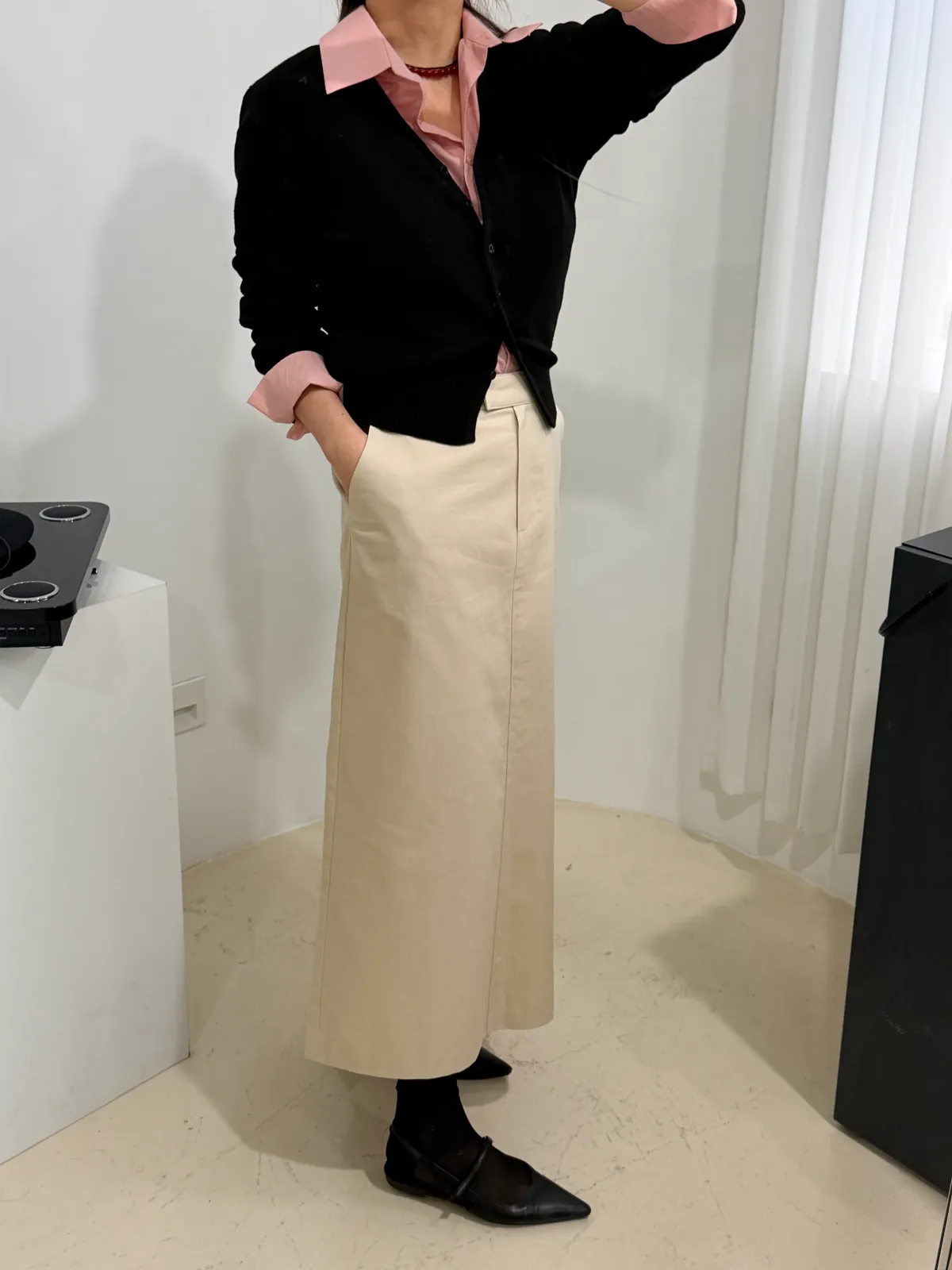 로니 h라인 코튼 롱스커트 상세 이미지 1