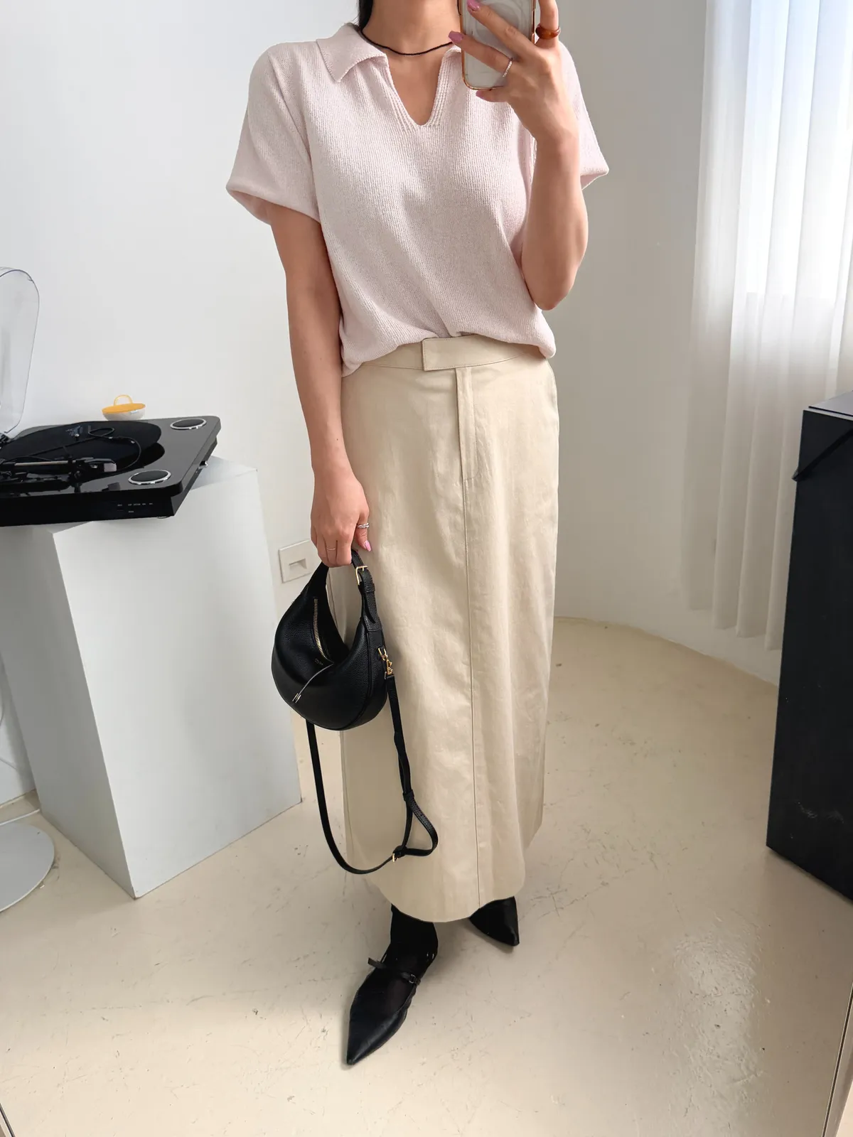 로니 h라인 코튼 롱스커트 상세 이미지 8