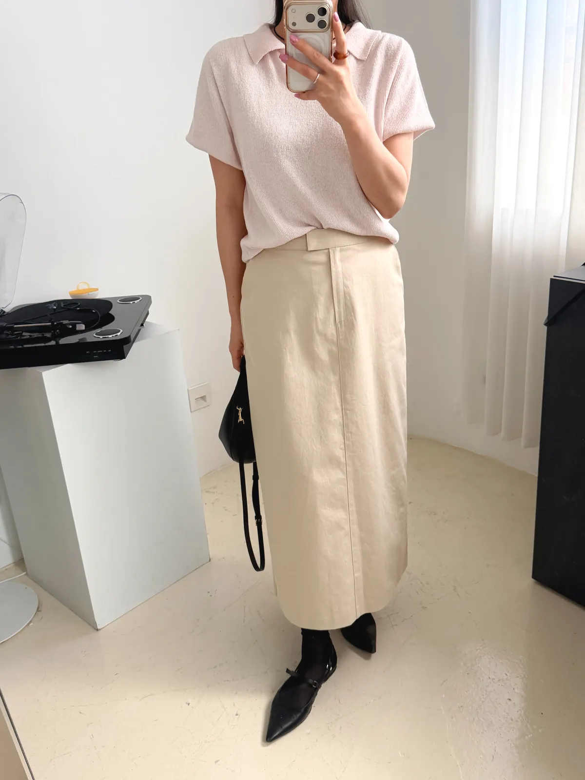 로니 h라인 코튼 롱스커트 상세 이미지 6