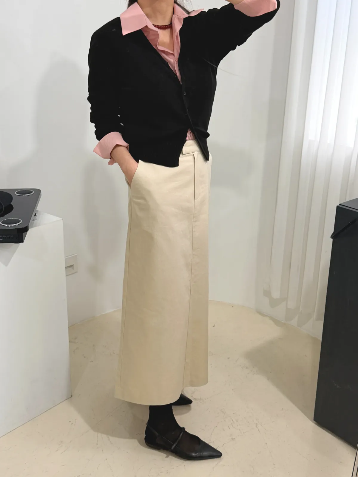 로니 h라인 코튼 롱스커트 상세 이미지 30