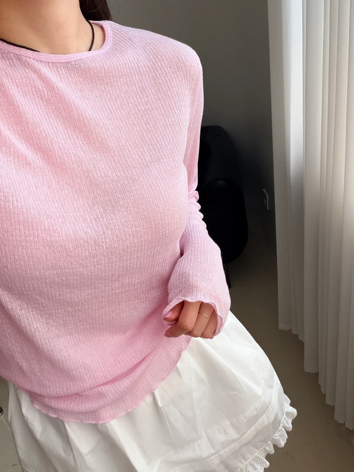 빈 시스루 골지 이너 티셔츠 (2 size) 상세 이미지 3