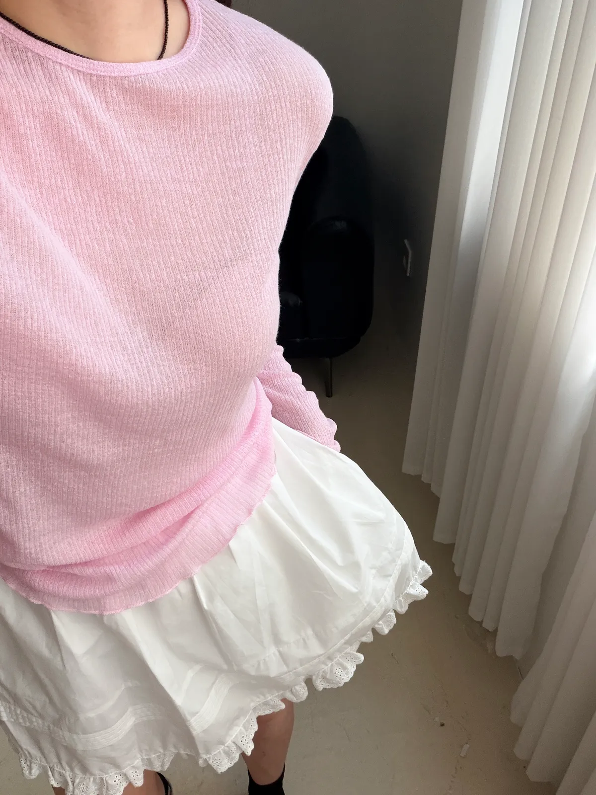 빈 시스루 골지 이너 티셔츠 (2 size) 상세 이미지 2