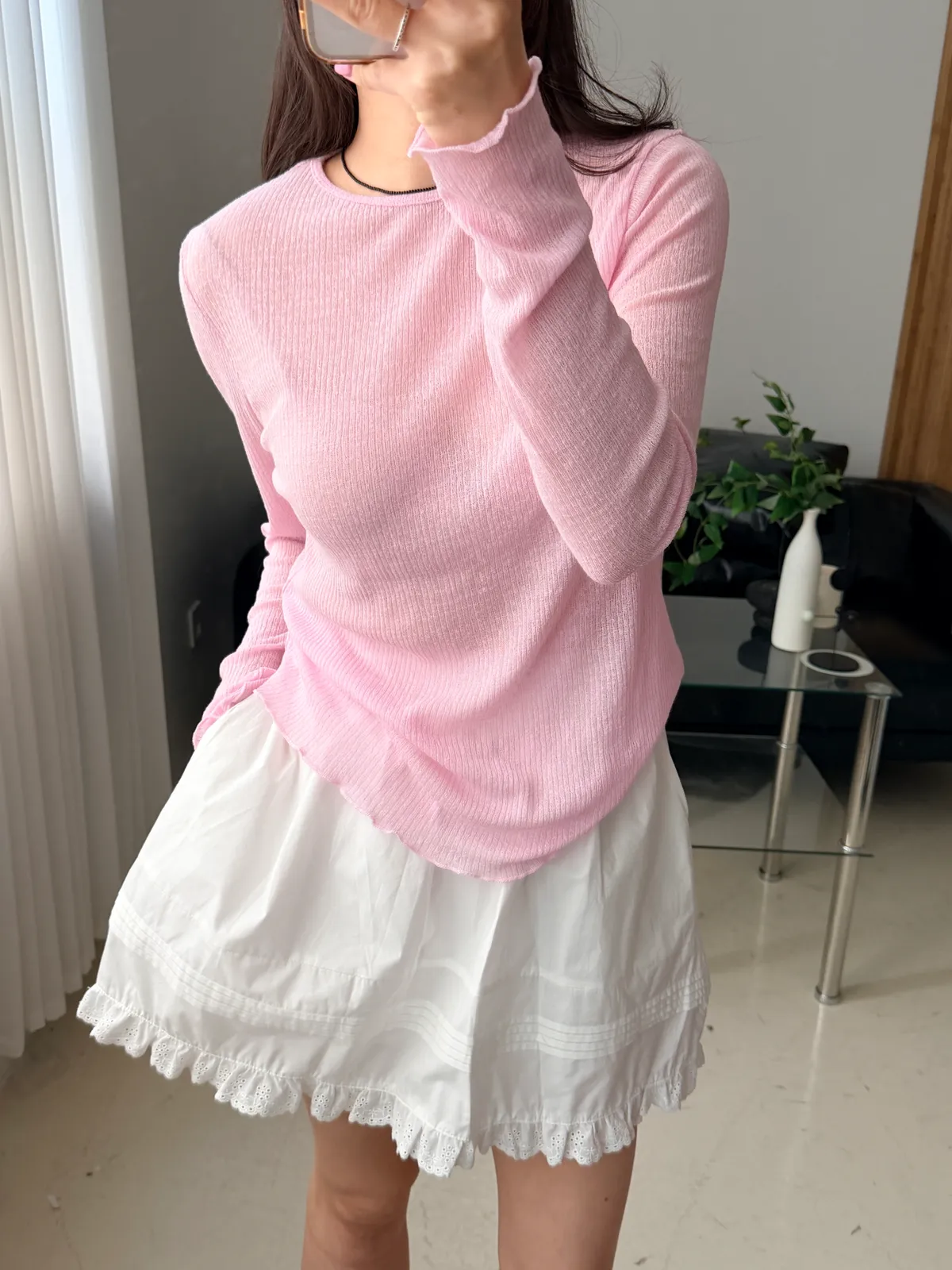 빈 시스루 골지 이너 티셔츠 (2 size) 상세 이미지 8