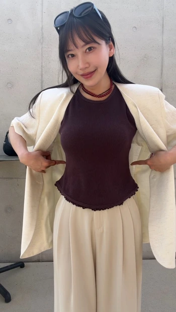 와플 쫀쫀 라인 나시
