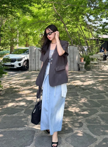 메리 썸머 5부 타이 오버핏 자켓
