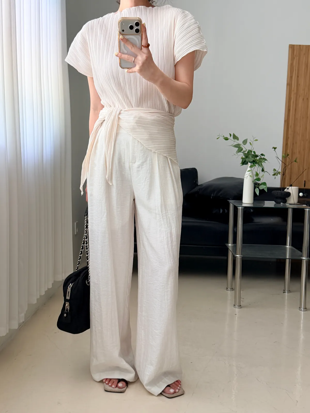 스카프 세트 플리츠 블라우스  - Image 1