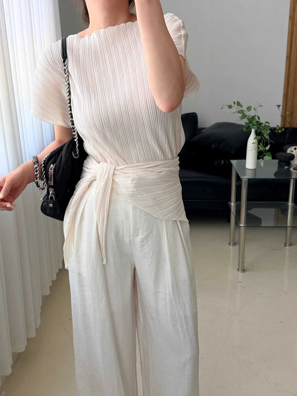 스카프 세트 플리츠 블라우스  상세 이미지 7