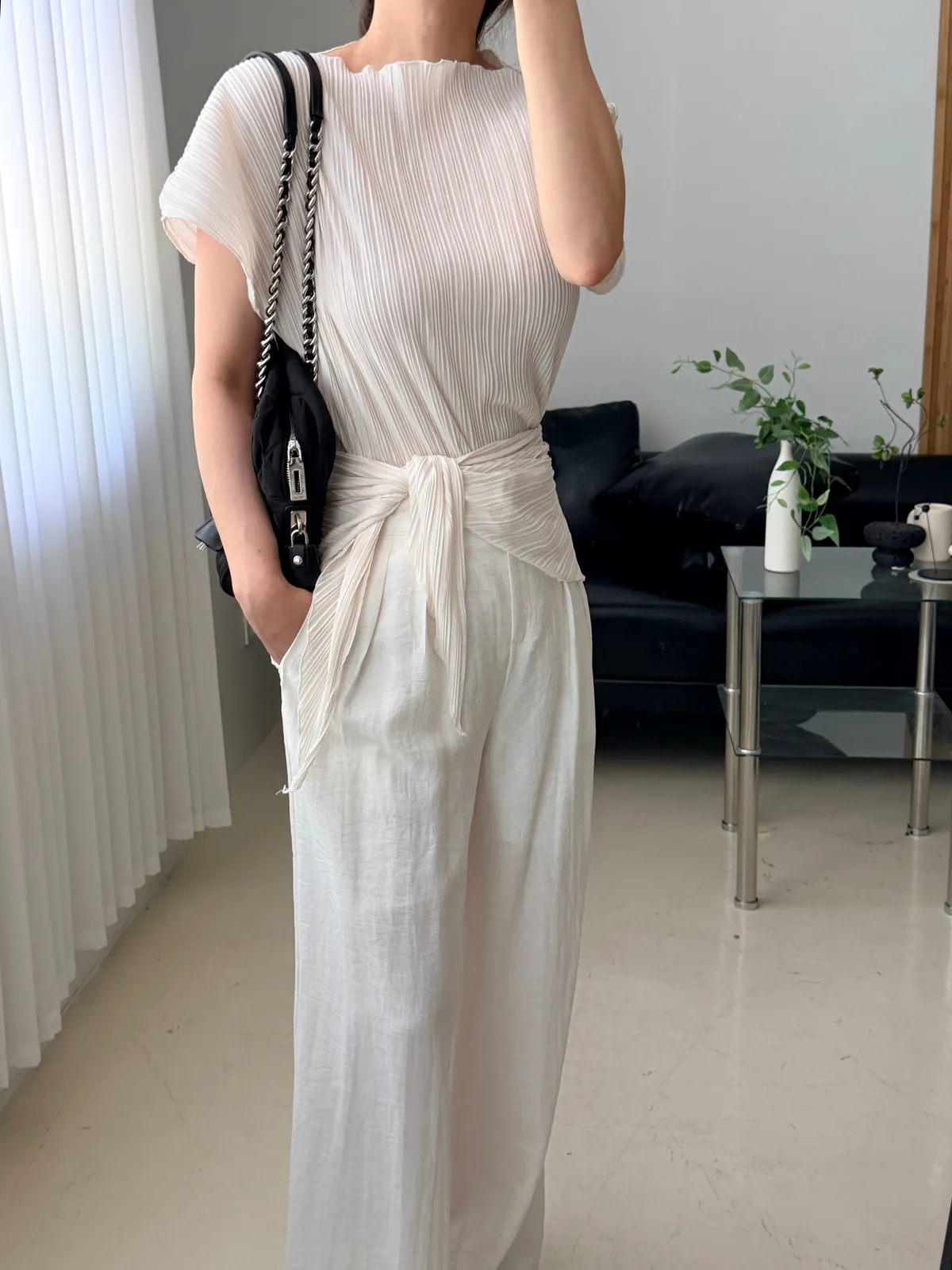 스카프 세트 플리츠 블라우스  상세 이미지 8