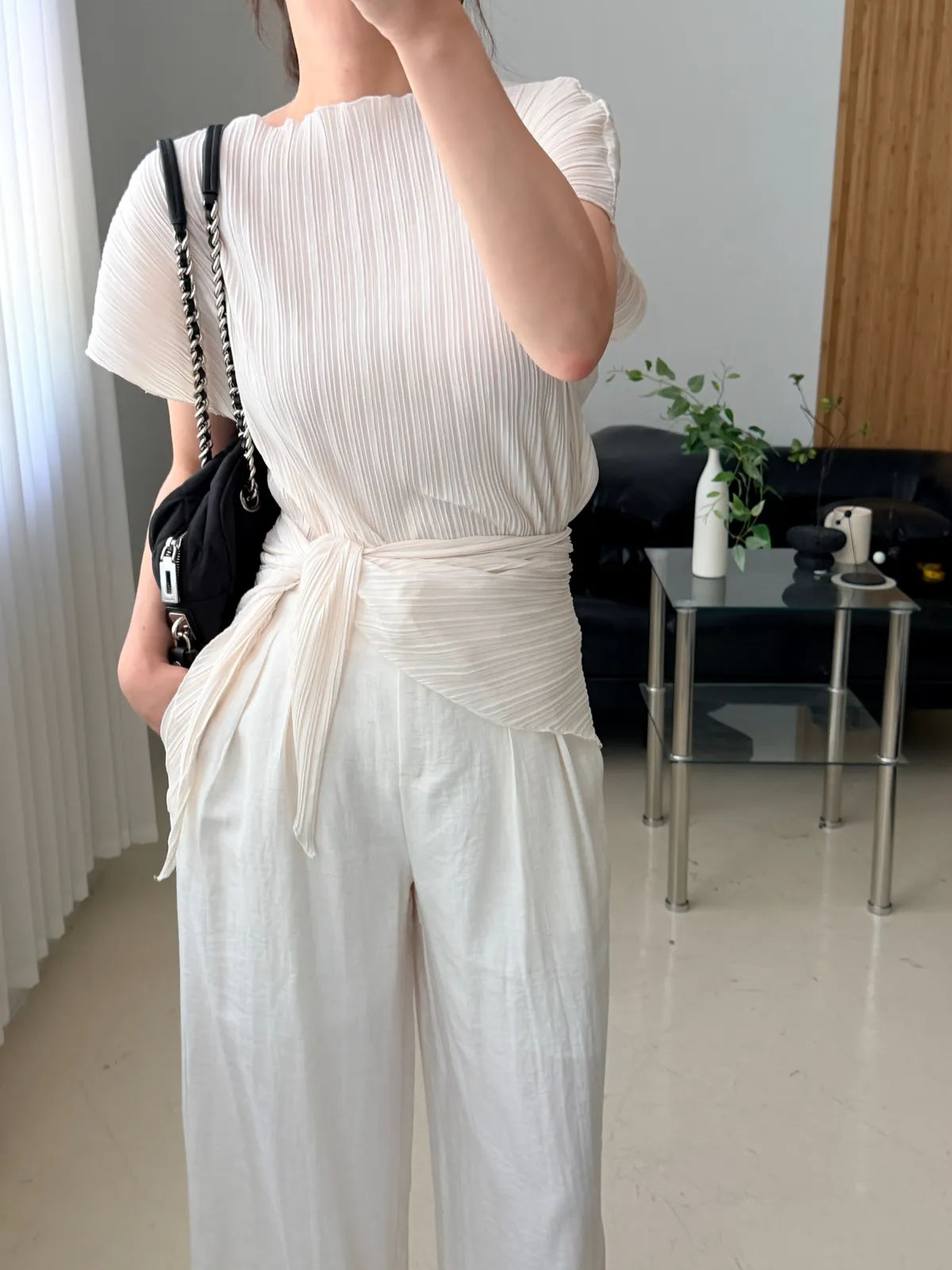 스카프 세트 플리츠 블라우스  상세 이미지 9