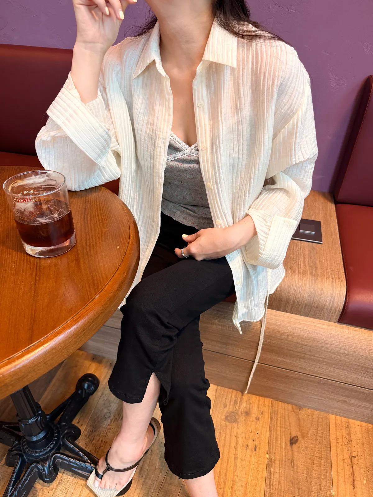 시스루 썸머 루즈핏 볼륨 셔츠블라우스  상세 이미지 17