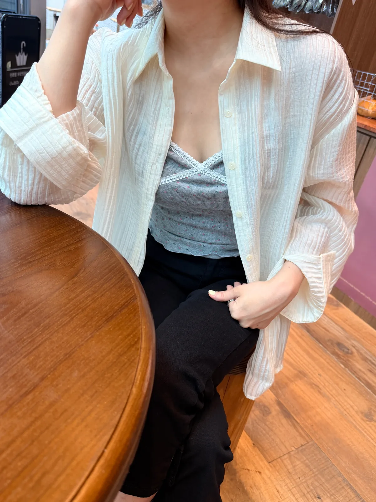 시스루 썸머 루즈핏 볼륨 셔츠블라우스  상세 이미지 18