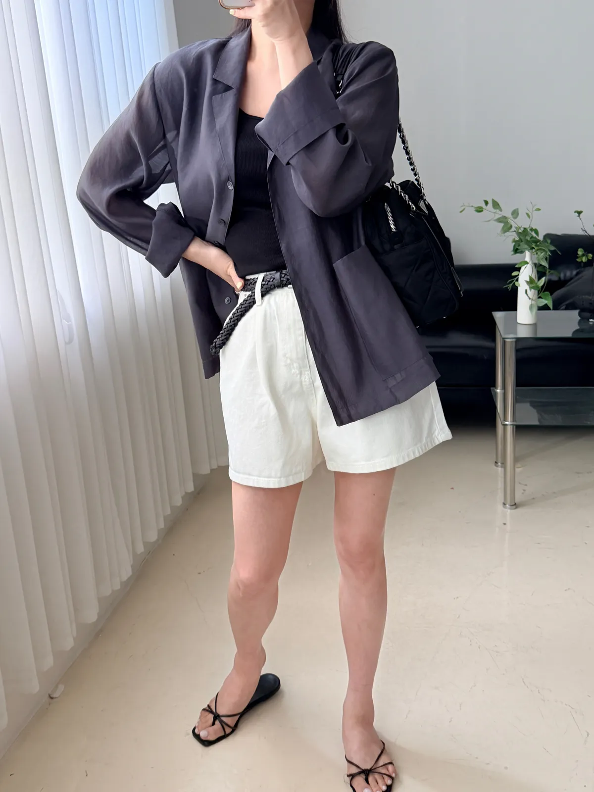 핀턱 a라인 숏 데님팬츠  상세 이미지 1