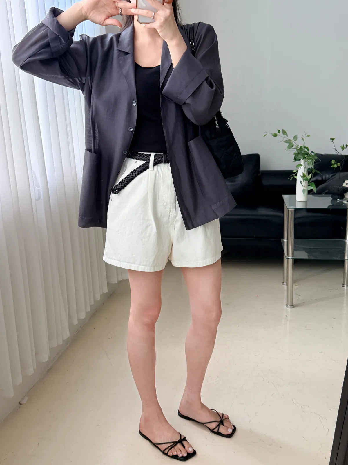 핀턱 a라인 숏 데님팬츠  상세 이미지 2