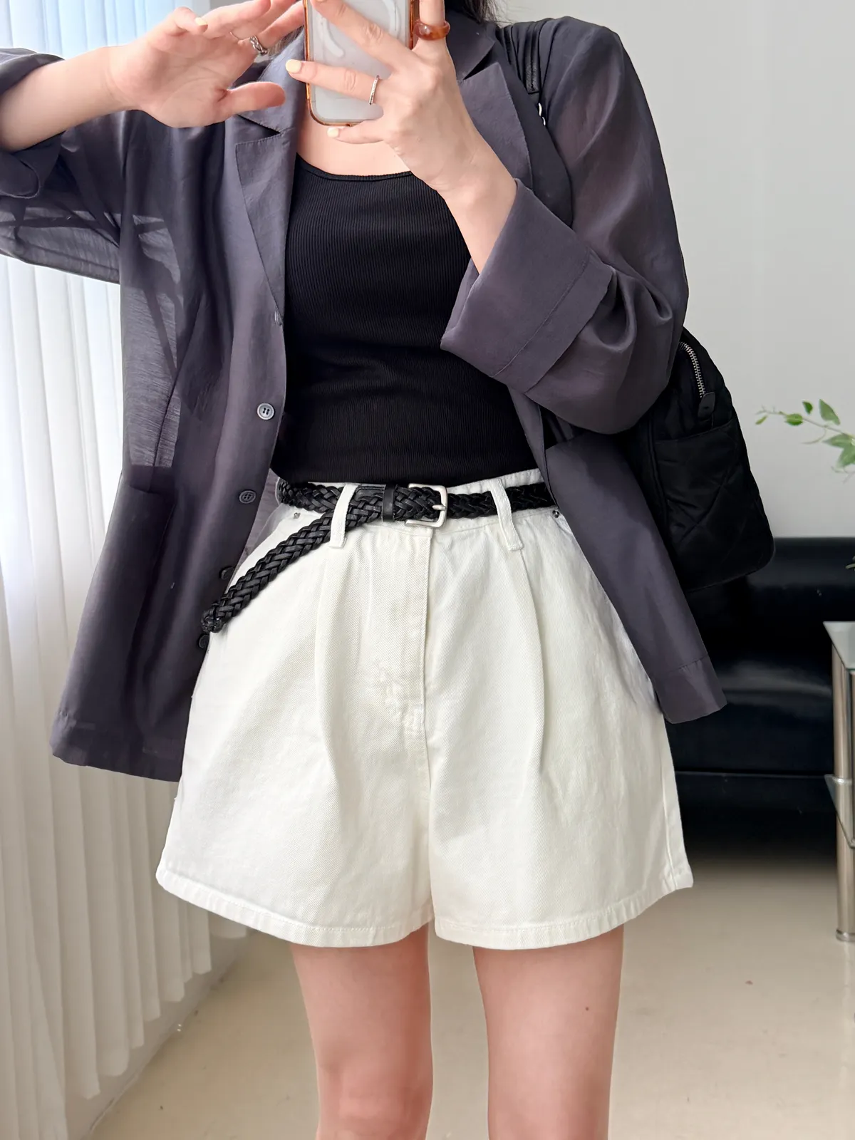 핀턱 a라인 숏 데님팬츠  - Image 1