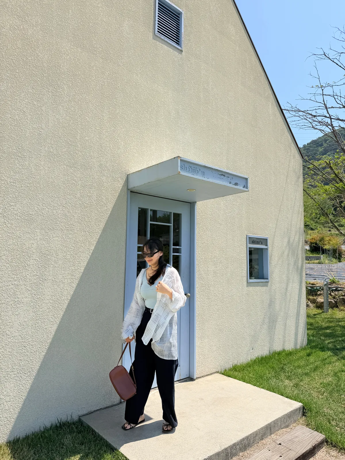 시스루 체크 오버핏 셔츠 블라우스  상세 이미지 6
