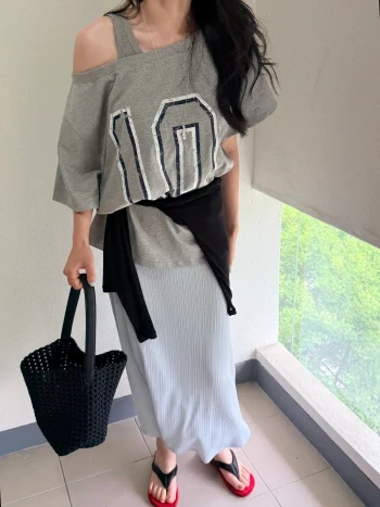 허리밴딩 플리츠 a라인 롱스커트  2