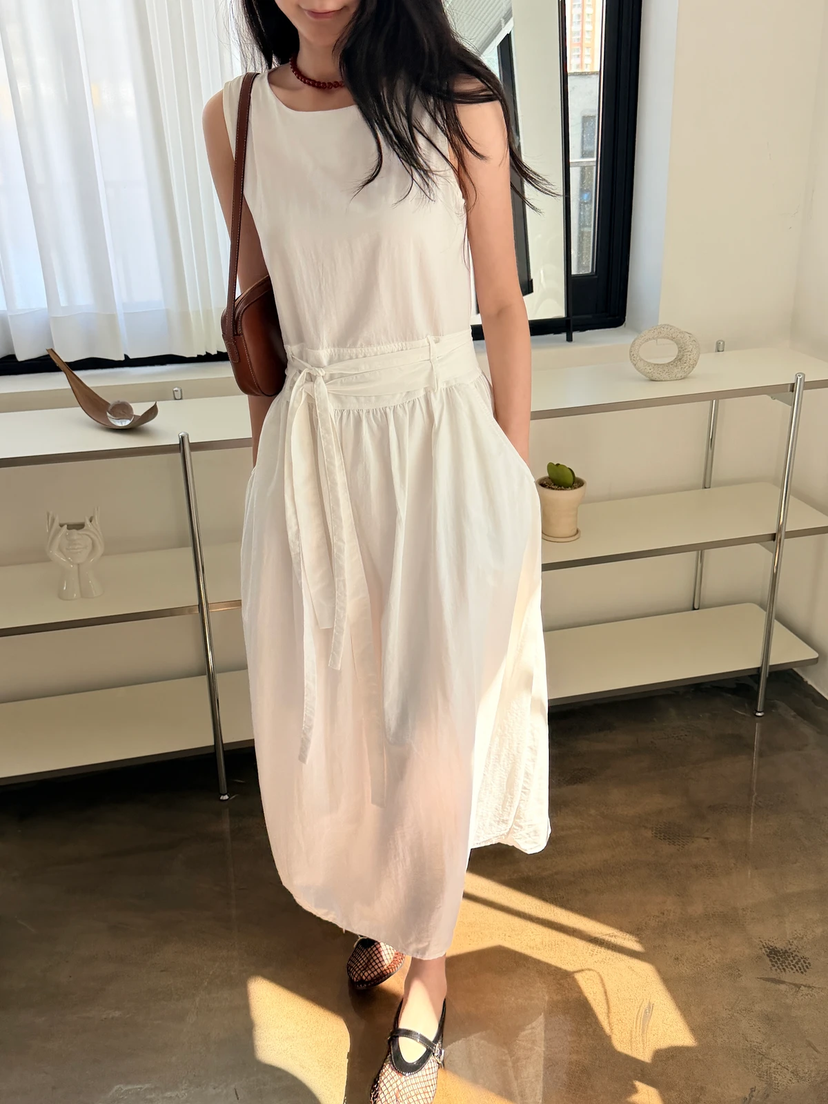 나시 끈 A라인 바스락 롱원피스 (배송18일부터) 상세 이미지 5