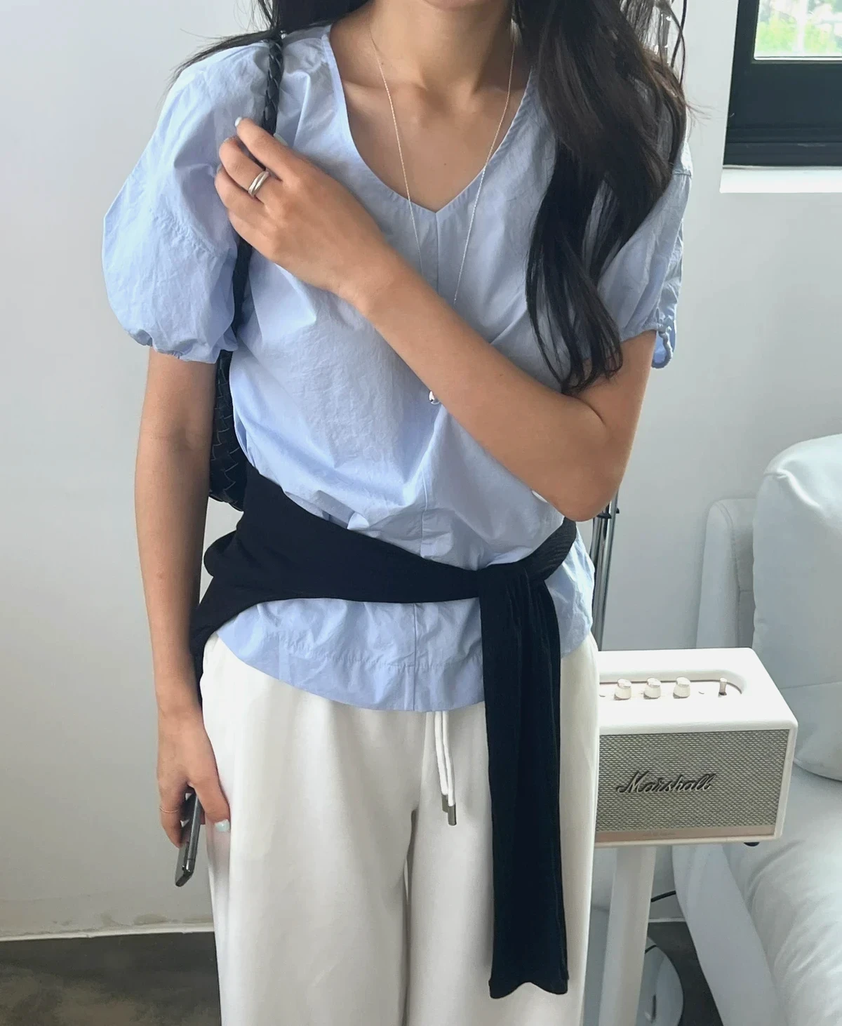 브이넥 밴딩 퍼프 블라우스(일주일소요) 상세 이미지 18